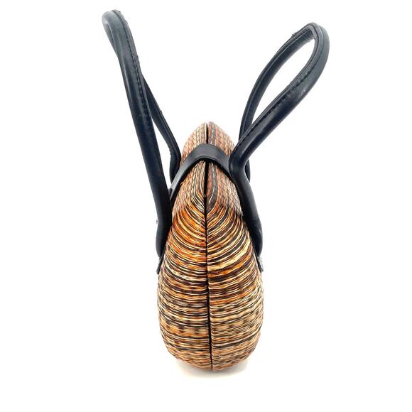 Le Sac Y2K Handmade Woven Hard Shell Purse Boho Coastal Cowgirl Retro Mini - Picture 5 of 10